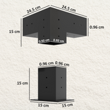 Outsunny Metal Pergola Kit with 3-Way Corner Brackets & Post Base for 92mm Lumber – Black