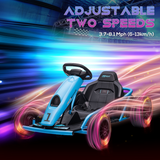 HOMCOM 24V Electric Go Kart for Kids with Music, Horn & Soft Start – Drifting Ride-On, Ages 8-12, Blue