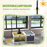 PawHut Wooden Tortoise House with Hide Box, Basking Area & Adjustable Lamp Holder – Tortoise Table, Grey