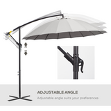 Outsunny 3m Cantilever Parasol with Hand Crank, Top Air Vent & Cross Base – Offset Patio Shade, Grey
