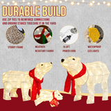 Set of 3 Lighted Polar Bear Family Christmas Decorations with 190 Warm White Lights – Indoor & Outdoor Display