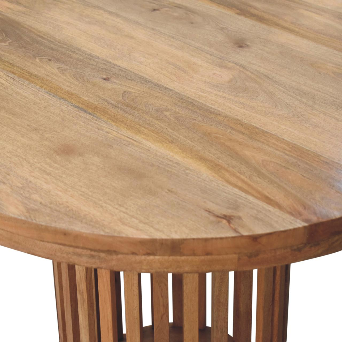 Artisan Furniture Ariella Solid Mango Wood Round Dining Table – Japanese-Inspired Design, Oak-Effect, Brown