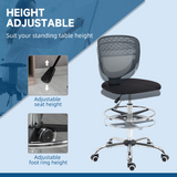 Vinsetto Tall Draughtsman Chair with Lumbar Support & Foot Ring – Grey Mesh