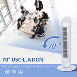 HOMCOM 30" Quiet Tower Fan with 3 Speeds & Noise-Reduction Design – Bedroom & Office Cooling, White