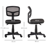 Vinsetto Small Armless Office Chair with Ergonomic Curved Backrest – Breathable Mesh Swivel Desk Chair, Black