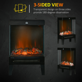 HOMCOM Electric Fireplace Heater with Quiet LED Flame Effect, 1000W/2000W and Overheat Protection