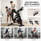HOMCOM Exercise Bike with 8kg Flywheel, Adjustable Height & Resistance, Monitor – Home Cardio Cycle, Black