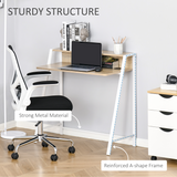 HOMCOM Two-Tier Computer Workstation Desk with Storage Shelf, Steel Frame – Home Office Study Table, White & Oak