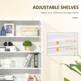HOMCOM Modern Bookcase Display Storage Cabinet with Doors & Adjustable Shelves – Living Room & Office Storage
