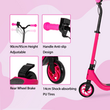 HOMCOM Kids Electric Scooter, 120W with Battery Level Display & Rear Brake – E-Scooter for Ages 6+, Pink