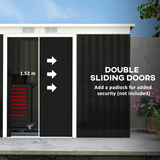 Outsunny 9 x 4ft Galvanised Steel Garden Storage Shed with 2 Sliding Doors & Ventilation Slots – Outdoor Tool Storage, Grey