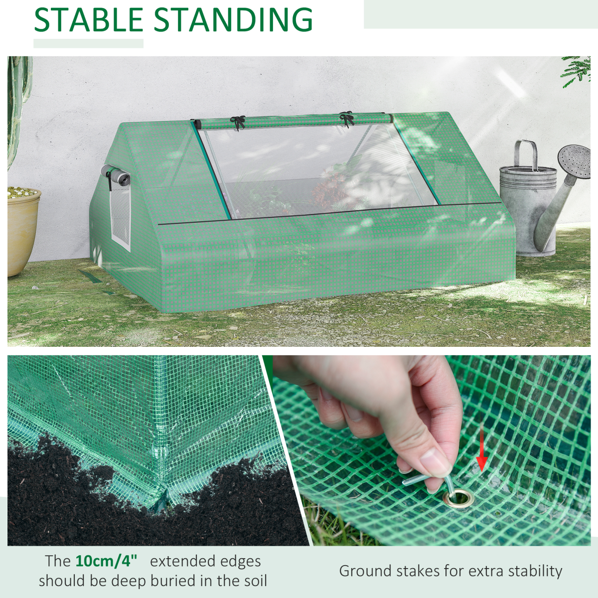 Outsunny Mini Portable Greenhouse with Zipped Windows & Door and Steel Frame – 180 x 140 x 80cm, Dark Green