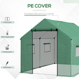 Walk-in Greenhouse with Roll-up Door & Mesh Windows – Galvanised Steel Frame Grow House, 200 x 300 x 200cm, Green