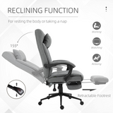 Reclining Office Chair with Footrest & Removable Pillow, 155° Recline – Home Office Chair, Light Grey
