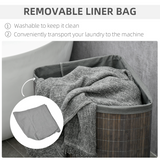 HOMCOM 55L Bamboo Corner Laundry Hamper with Removable Fabric Liner – Space-Saving Storage, Grey