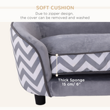 PawHut Dog Sofa Pet Couch for XS Dogs with Removable Padded Cushion – Raised Puppy Bed, Grey