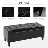 HOMCOM Deluxe Tufted PU Leather Storage Ottoman Bench with Hidden Storage – Footrest and End-of-Bed Seat