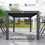 Outsunny Outdoor Dining Table for 6 with Tempered Glass Top & Powder-Coated Aluminium Frame – Patio Furniture, Grey