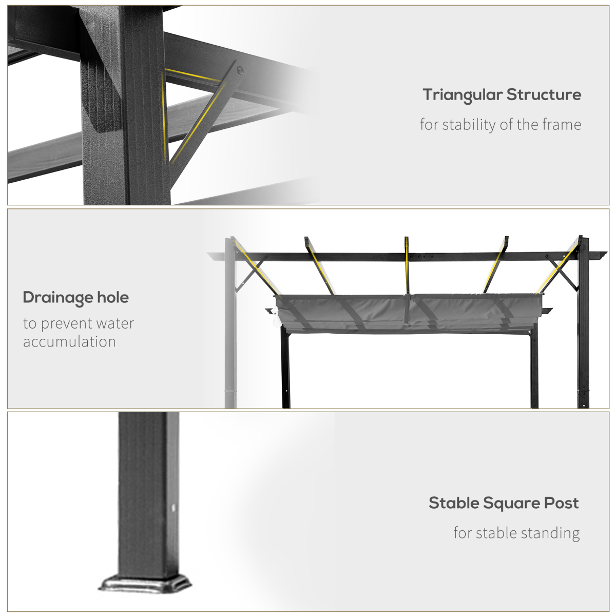 Aluminium Pergola Gazebo with Retractable Sliding Canopy – Adjustable Garden & Patio Shade, Grey