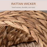PawHut Wicker Cat House with Raised Cylindrical Base and Removable Cushion – Water Hyacinth Cat Bed