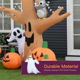 HOMCOM 240cm Inflatable Halloween Tree with Ghost, 3 Pumpkins and Owl – 4 LED Lights, Indoor/Outdoor Decor