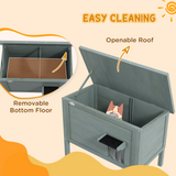 PawHut Insulated Outdoor Cat House with Openable Roof & Curtained Door – Weatherproof Shelter, Grey