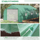 Outsunny 4.47 x 3 x 2m Walk-in Polytunnel Greenhouse with PE Cover, Zipped Door & 6 Mesh Windows, Green