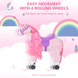 HOMCOM Mechanical Walking Horse Ride-On Toy with Plush Body & Horse Sounds – Kids Pony for Ages 3+