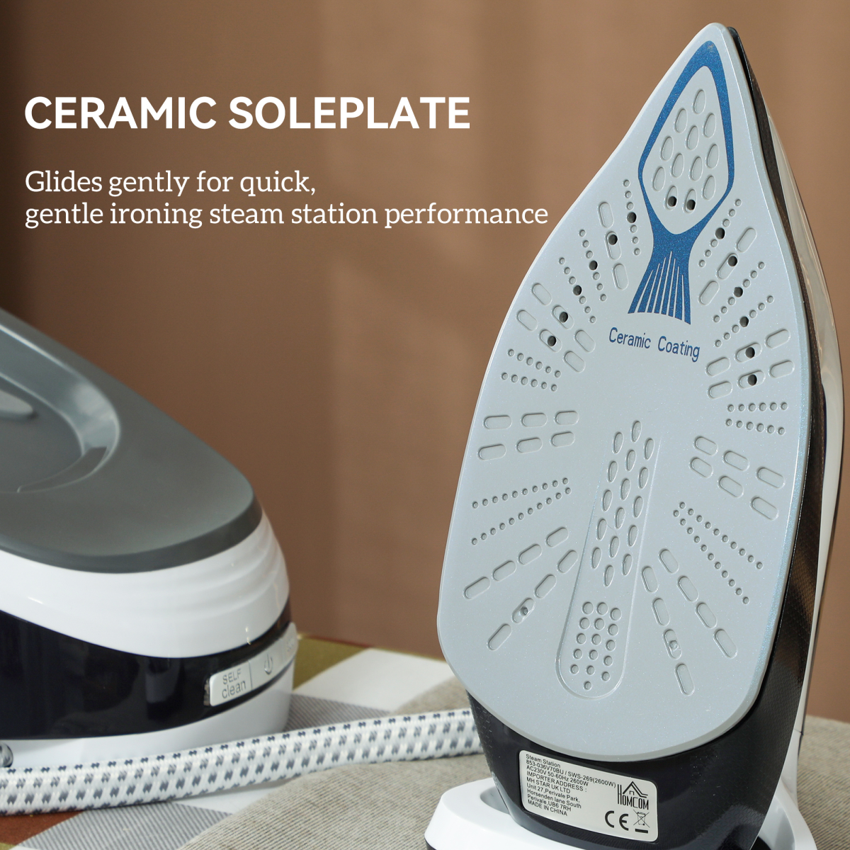 2600W Steam Generator Iron with 1.5L Water Tank & Ceramic Soleplate – Anti-Calc Steam Station, Blue