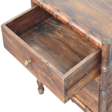 Artisan Furniture Solid Mango Wood Bamboo Frame Nightstand, 2 Drawers & Brass Knobs – Roasted Almond
