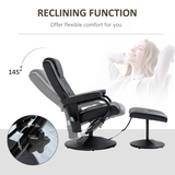 Massage Recliner Chair & Ottoman Footstool Set with High Density Cushioning – Living Room Relaxation, Black
