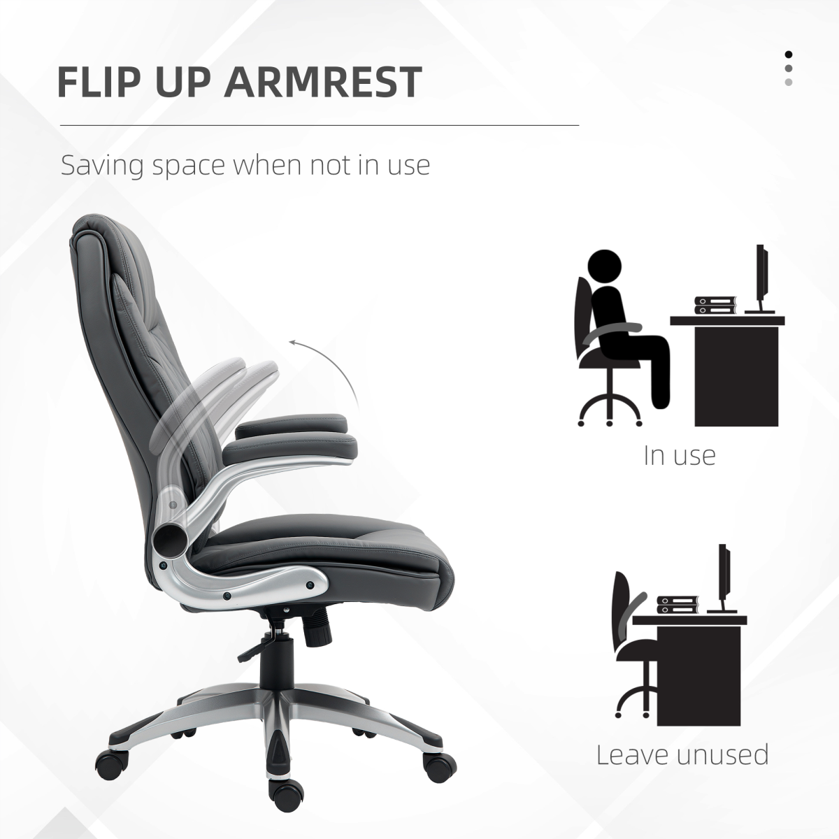 High Back Executive PU Leather Office Chair with Tilt Function and 12cm Padding – Dark Grey