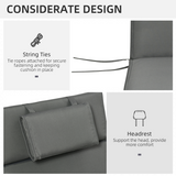 Outsunny Sun Lounger Cushion with Head Pillow & Side Ties – Indoor Outdoor Reclining Chair Pad, Grey