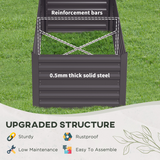 Outsunny Galvanised Steel Raised Garden Bed with Reinforced Rods – 180 x 90 cm Planter, Dark Grey