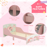 ZONEKIZ Animal Design Toddler Bed Frame with Raised Side Panels – Pink, Ages 3-6