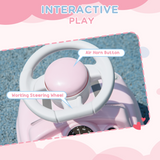 AIYAPLAY Foot-to-Floor Ride-On Car with Steering Wheel & Horn – Toddler First Ride-On, Pink