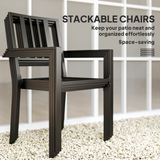 Outsunny Set of 4 Stackable Garden Chairs with Slatted Design – Galvanised Steel Outdoor Chairs, Black