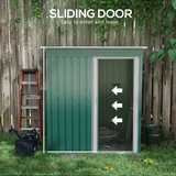 Outsunny 5 x 3ft Galvanised Steel Garden Shed with Sliding Door and Sloped Roof – Tool Storage, Green