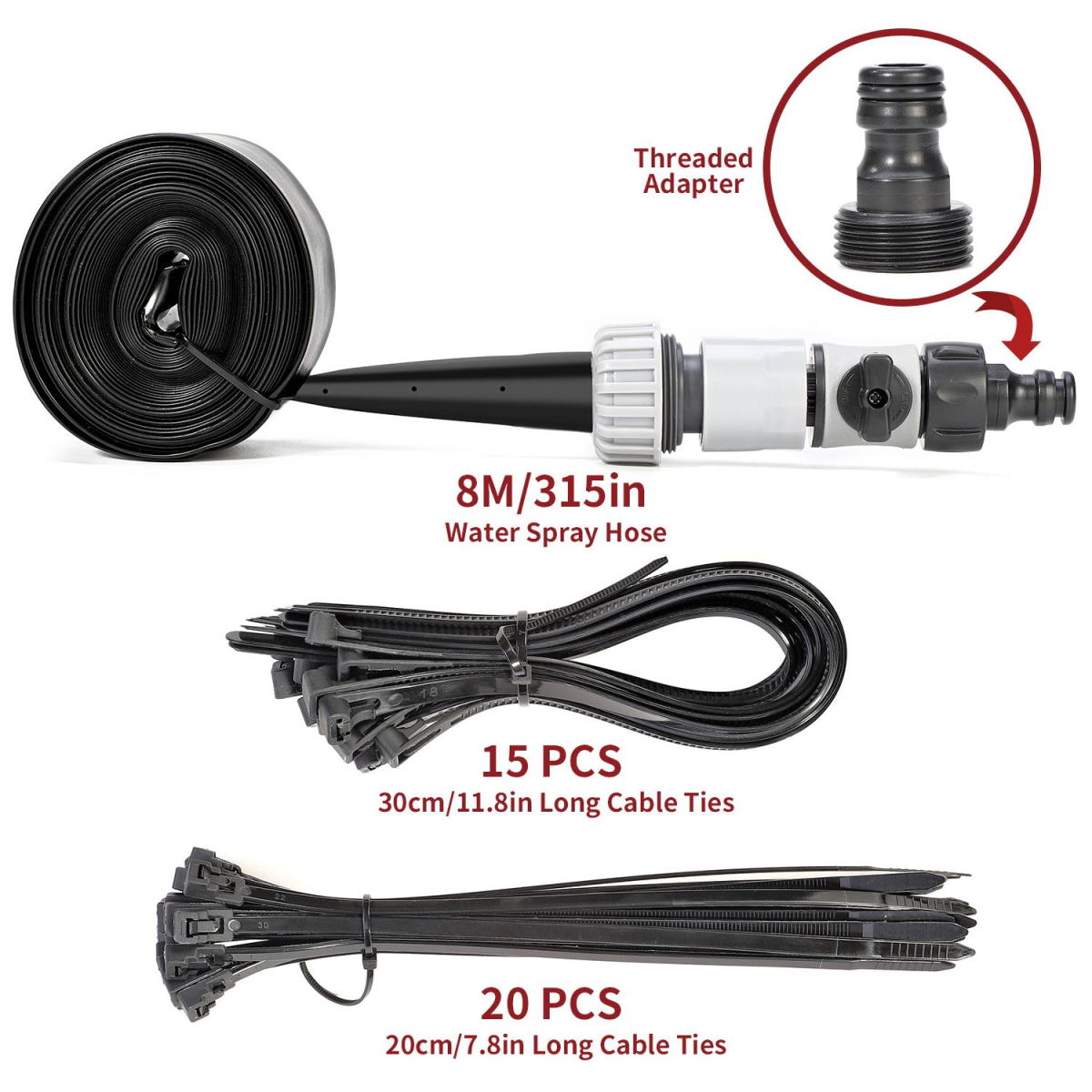 Vinsani 8M Garden Sprinkler Hose with Fixing Straps & On/Off Valve – Outdoor Water Spray for Kids and Pets