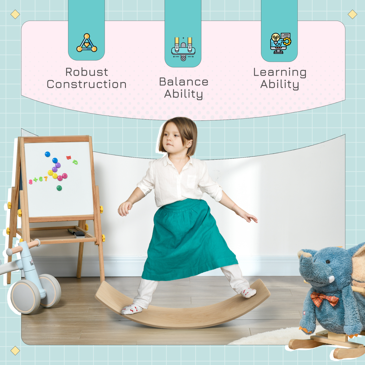 AIYAPLAY Kids Wooden Balance Board – Pine Wood Multilayer Board for Balance & Coordination, Ages 3–8, Natural
