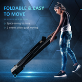 HOMCOM 1.85HP Foldable Electric Treadmill with 12 Programmes, LED Screen & Safety Key – Home Running Machine, Black