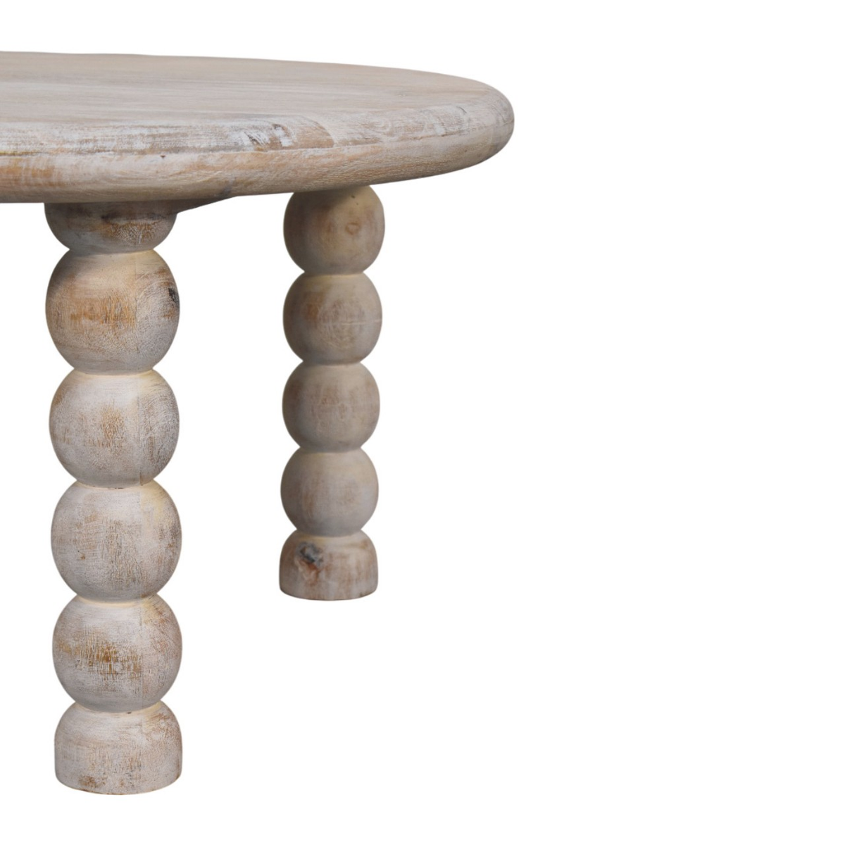 Artisan Furniture Solid Wood Spindle Coffee Table with Turned Legs & Round Top – Salted Oak Finish, Grey