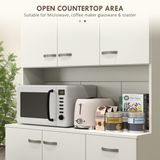 HOMCOM Freestanding Kitchen Cupboard with Doors, Drawer & Open Shelf – Storage Cabinet, Cream White