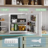 HOMCOM 46L Countertop Mini Fridge with Chiller Box – Compact Retro Drinks Cooler for Bedrooms & Offices, Cream