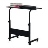 Removable P2 Chipboard & Steel Side Table with Adjustable Height – Home & Office, Black, 80 x 40 cm