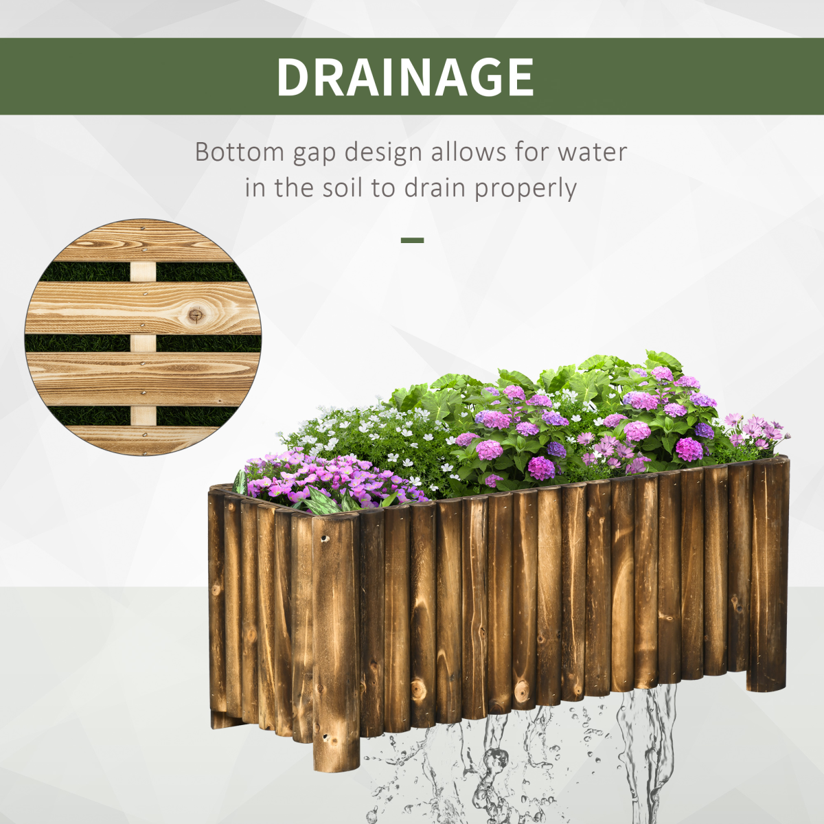 Outsunny Wooden Fir Raised Planter on 4 Feet – Flower Bed for Herbs & Vegetables, 100 x 40 x 40cm