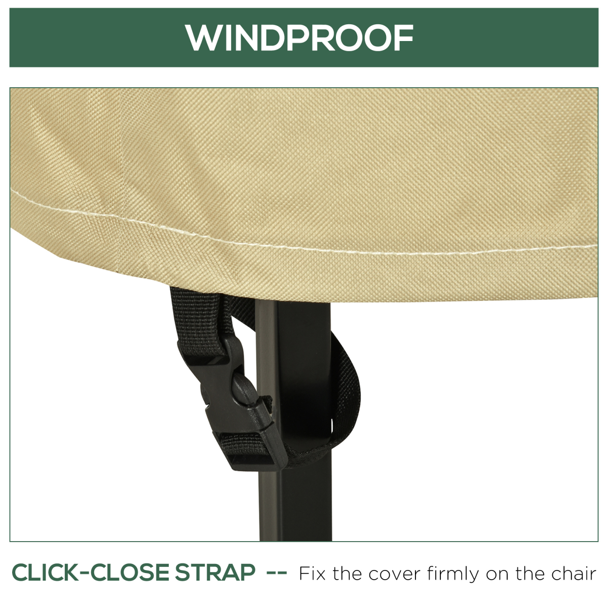 Outsunny Waterproof Wicker Chair Cover, 70 x 90 x 115 cm – 600D Oxford with PVC Lining, Beige
