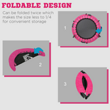 HOMCOM 40" Foldable Mini Fitness Trampoline with Foam Handle – 4-Level Adjustable Rebounder, Pink