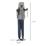 HOMCOM Halloween Animatronic Skeleton Werewolf Prop with Pop-Up Head & Light-Up Eyes – Indoor Outdoor Decor