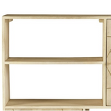 Solid Wood Display Cabinet with Light Gold Metal Inlay – Modern Storage and Display Unit